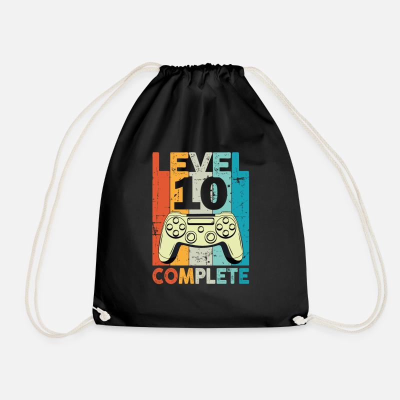 Level 10 Complete Gaming Geburtstag - Turnbeutel - Schwarz