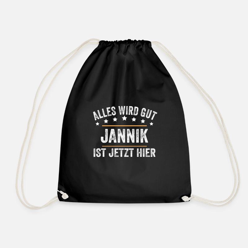 Jannik Vorname Name Geburtstag - Turnbeutel - Schwarz