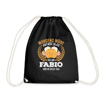 Fabio Vorname Name Geburtstag Bier saufen - Turnbeutel - Schwarz - Vorne