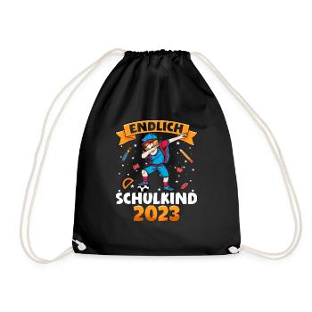 Endlich Schulkind 2023 1. Klasse - Turnbeutel - Schwarz - Vorne