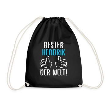 Hendrik Vorname Name Geburtstag - Turnbeutel - Schwarz - Vorne