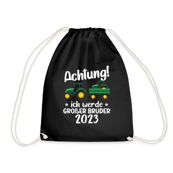 Großer Bruder 2023 Traktor Schwangerschaft - Turnbeutel - Schwarz - Vorne