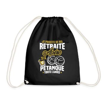 Je profite de ma retraite apéro et pétanque - Sac de sport léger - noir - Devant