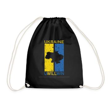 Ukraine Uwillwin Ukrainian flag symbol Victory - Drawstring Bag - black - Front