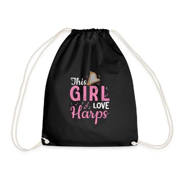 This Girl Love Harps Jeu de harpes amusant - Sac de sport léger - noir - Devant