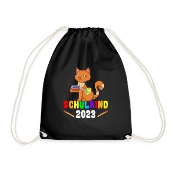 Schulkind 2023 Katze - Turnbeutel - Schwarz - Vorne