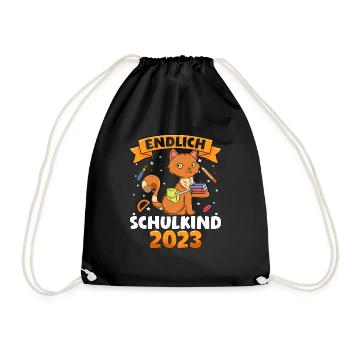 Endlich Schulkind 2023 1. Klasse - Turnbeutel - Schwarz - Vorne