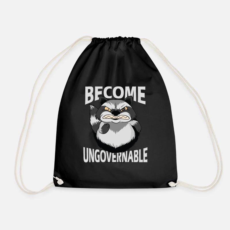 Become an Ungovernable Evil Raccoon Crazy - Drawstring Bag - black