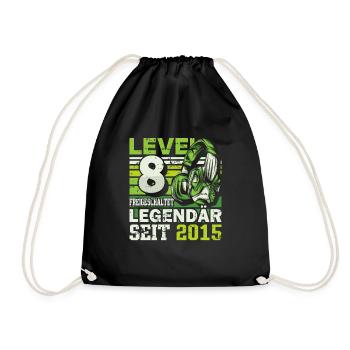 Level 8 freigeschaltet legendär seit 2015 - Turnbeutel - Schwarz - Vorne