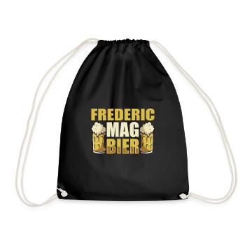 Frederic mag Bier Name Geburtstag - Turnbeutel - Schwarz - Vorne