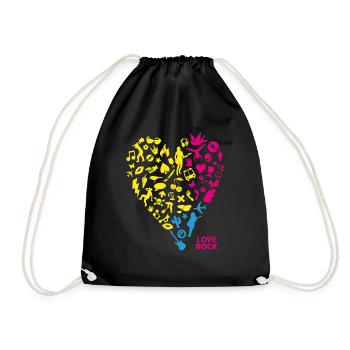 Love rock - loves rock'n'roll - Drawstring Bag - black - Front