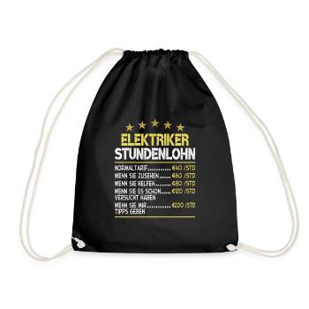 Elektriker Stundenlohn - Turnbeutel - Schwarz - Vorne