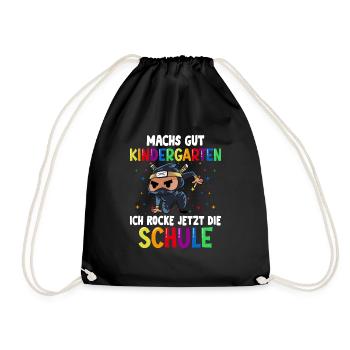 Machs gut Kindergarten ich rocke jetzt die Schule - Turnbeutel - Schwarz - Vorne