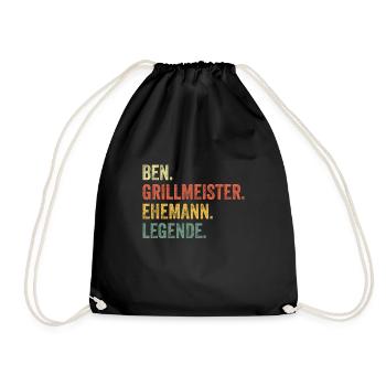 Ben Grillmeister Ehemann Vorname Grillen - Turnbeutel - Schwarz - Vorne