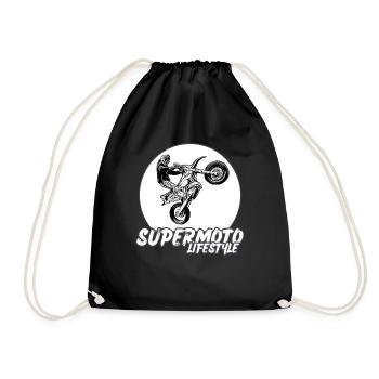 Supermoto / Supermotard / Supermoto Wheelie Biker - Drawstring Bag - black - Front
