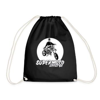 Supermoto / Supermotard / Supermoto Wheelie Biker - Drawstring Bag - black - Front