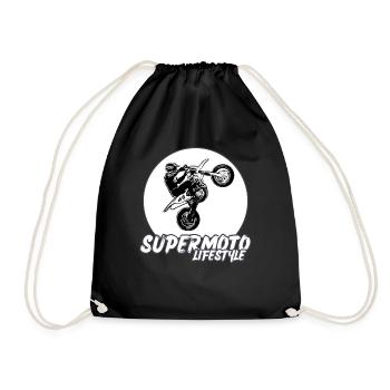 Supermoto / Supermotard / Supermoto Wheelie Biker - Drawstring Bag - black - Front