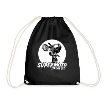 Supermoto / Supermotard / Supermoto Wheelie Biker - Drawstring Bag - black - Front