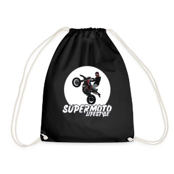 Supermoto / Supermotard / Supermoto Wheelie Biker - Drawstring Bag - black - Front