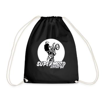 Supermoto / Supermotard / Supermoto Wheelie Biker - Drawstring Bag - black - Front