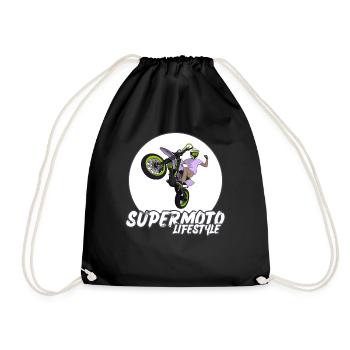 Supermoto / Supermotard / Supermoto Wheelie Biker - Drawstring Bag - black - Front