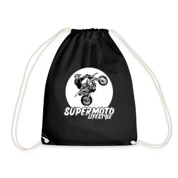 Supermoto / Supermotard / Supermoto Wheelie Biker - Drawstring Bag - black - Front