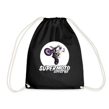 Supermoto / Supermotard / Supermoto Wheelie Biker - Drawstring Bag - black - Front