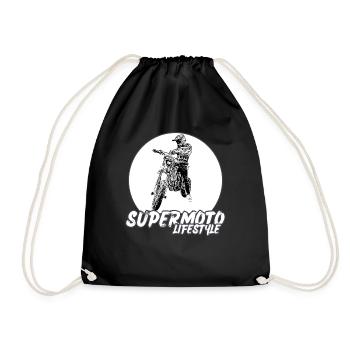 Supermoto / Supermotard / Supermoto Wheelie Biker - Drawstring Bag - black - Front