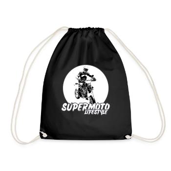 Supermoto / Supermotard / Supermoto Wheelie Biker - Drawstring Bag - black - Front