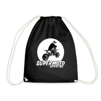 Supermoto / Supermotard / Supermoto Wheelie Biker - Drawstring Bag - black - Front