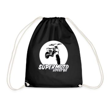 Supermoto / Supermotard / Supermoto Wheelie Biker - Drawstring Bag - black - Front