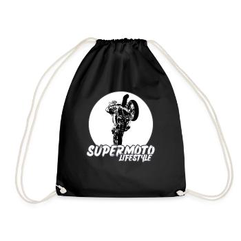 Supermoto / Supermotard / Supermoto Wheelie Biker - Drawstring Bag - black - Front