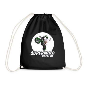 Supermoto / Supermotard / Supermoto Wheelie Biker - Drawstring Bag - black - Front