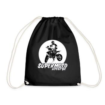 Supermoto / Supermotard / Supermoto Wheelie Biker - Drawstring Bag - black - Front