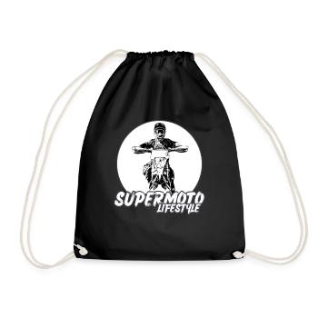 Supermoto / Supermotard / Supermoto Wheelie Biker - Drawstring Bag - black - Front