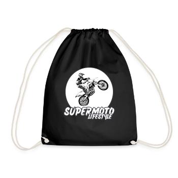 Supermoto / Supermotard / Supermoto Wheelie Biker - Drawstring Bag - black - Front