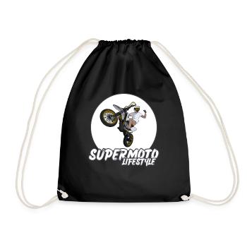 Supermoto / Supermotard / Supermoto Wheelie Biker - Drawstring Bag - black - Front