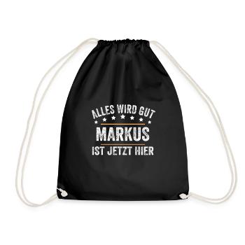 Markus Vorname Name Geburtstag - Turnbeutel - Schwarz - Vorne