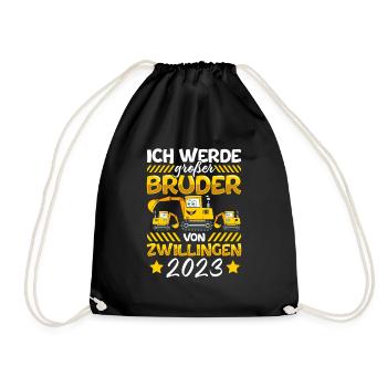 Ich werde ein Großer Bruder 2023 - Turnbeutel - Schwarz - Vorne