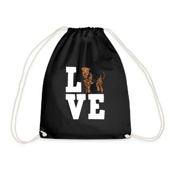 Airedale Terrier Gift Dogs - Drawstring Bag - black - Front