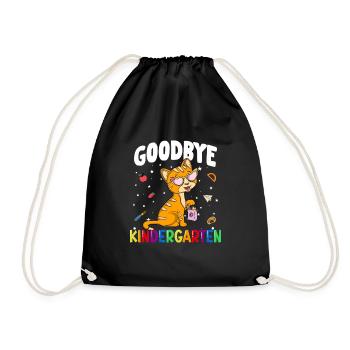 Goodbye Kindergarten Kätzchen Einschulung Schule - Turnbeutel - Schwarz - Vorne