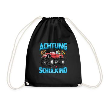 Einschulung Achtung Schulkind Geschenk Truck - Turnbeutel - Schwarz - Vorne