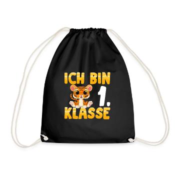 Ich bin 1. Klasse Einschulung Tiger - Turnbeutel - Schwarz - Vorne