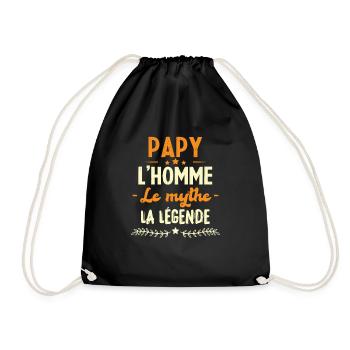 Papy l'homme le mythe la légende humour cadeau - Sac de sport léger - noir - Devant