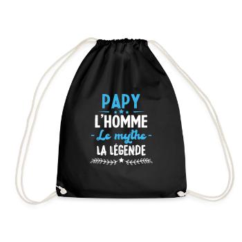 Papy l'homme le mythe la légende humour cadeau - Sac de sport léger - noir - Devant