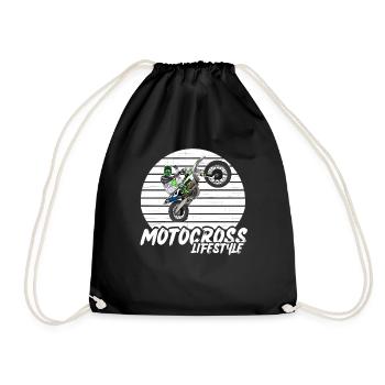 Motocross / Enduro / Freestyle mx / Dirtbike retro - Drawstring Bag - black - Front