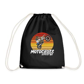 Motocross / Enduro / Freestyle mx / Dirtbike retro - Drawstring Bag - black - Front
