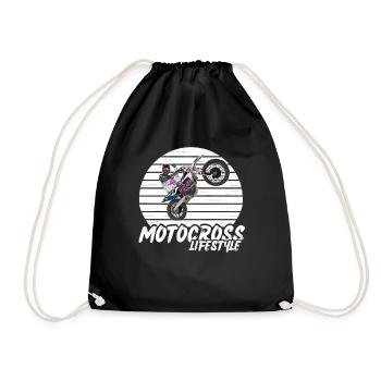 Motocross / Enduro / Freestyle mx / Dirtbike retro - Drawstring Bag - black - Front