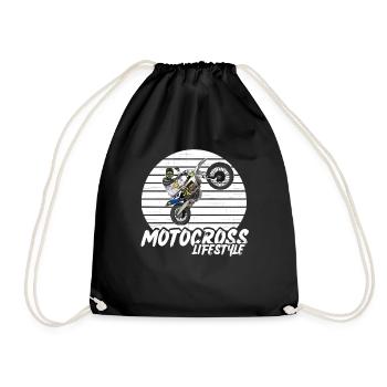 Motocross / Enduro / Freestyle mx / Dirtbike retro - Drawstring Bag - black - Front