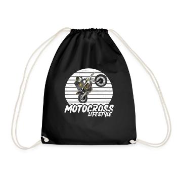 Motocross / Enduro / Freestyle mx / Dirtbike retro - Drawstring Bag - black - Front